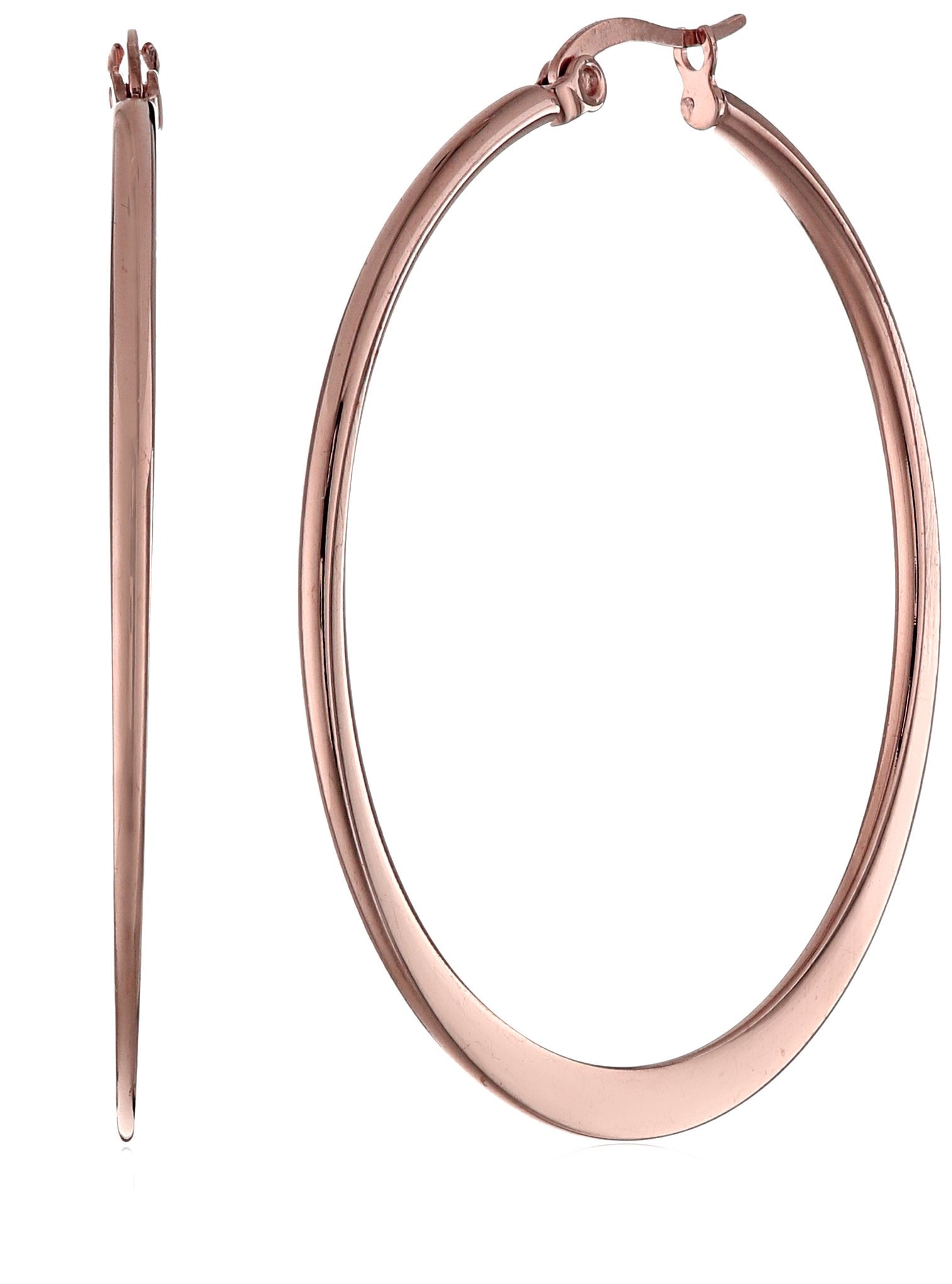 Amazon Essentials Gold Plated or Stainless Steel Flattened Hoop Earrings (previously Amazon Collection)